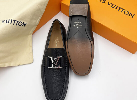 Giày lười Louis Vuitton like au Montaigne Loafer da nhăn khóa trắng