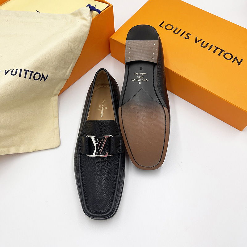 Giày lười Louis Vuitton like au Montaigne Loafer da nhăn khóa trắng