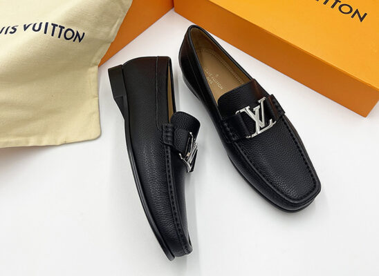 Giày lười Louis Vuitton like au Montaigne Loafer da nhăn khóa trắng