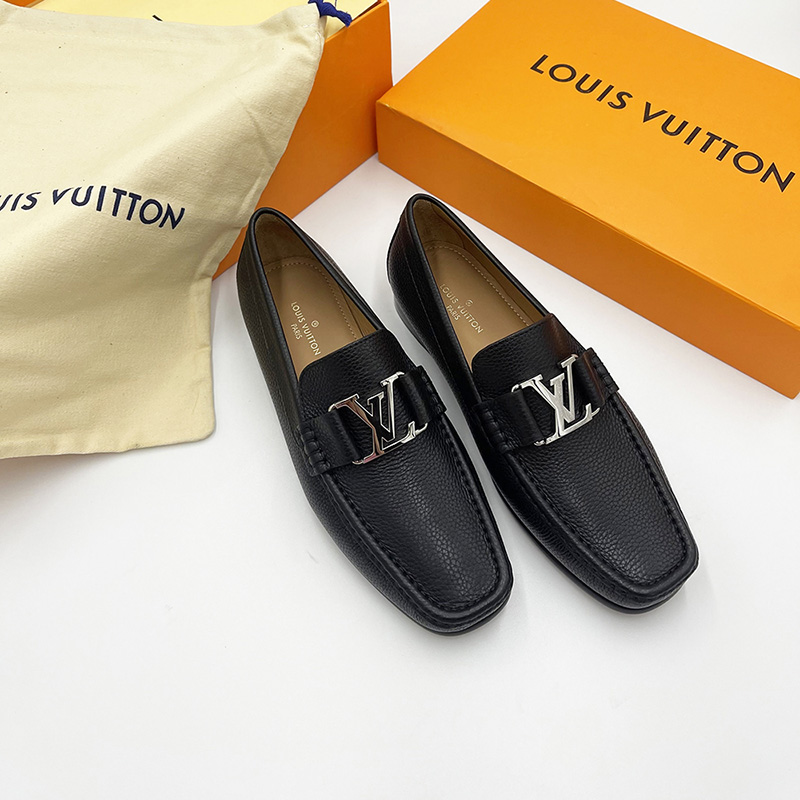 Giày lười Louis Vuitton like au Montaigne Loafer da nhăn khóa trắng