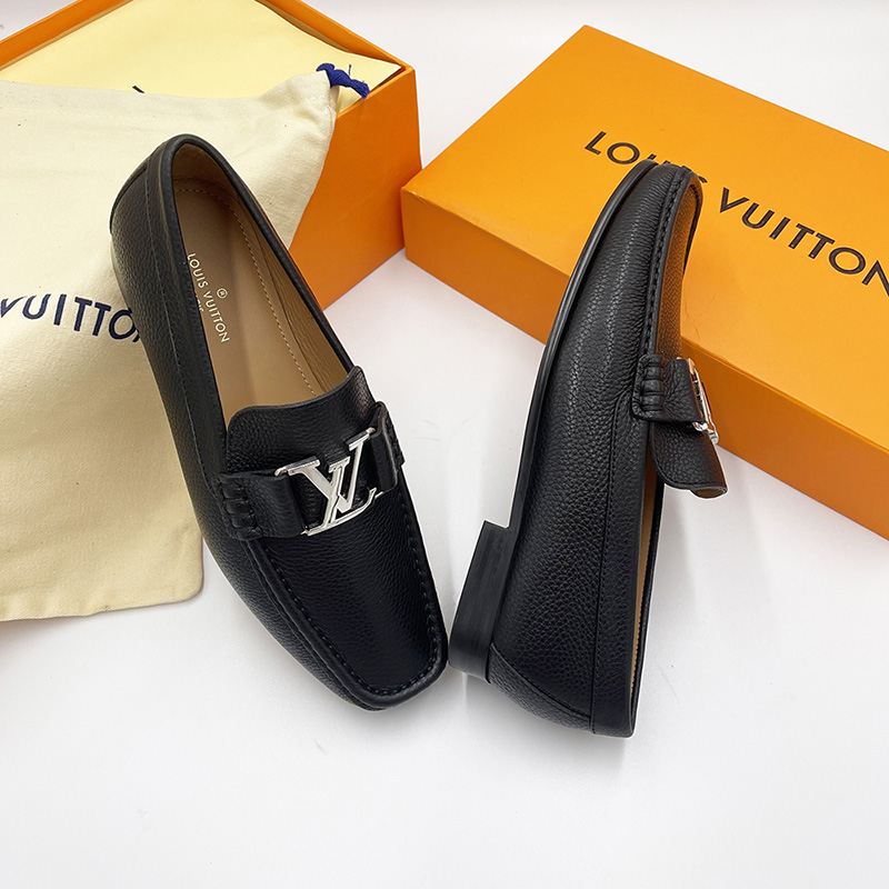 Giày lười Louis Vuitton like au Montaigne Loafer da nhăn khóa trắng