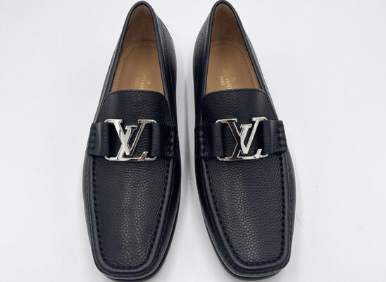 Giày lười Louis Vuitton like au Montaigne Loafer da nhăn khóa trắng