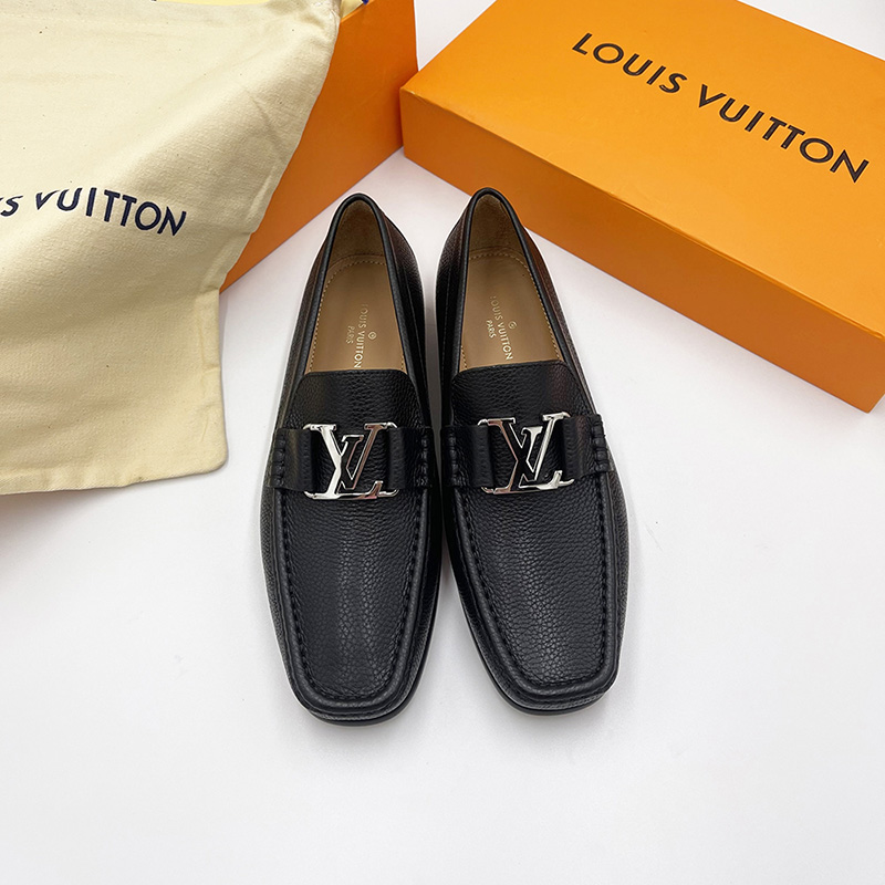 Giày lười Louis Vuitton like au Montaigne Loafer da nhăn khóa trắng