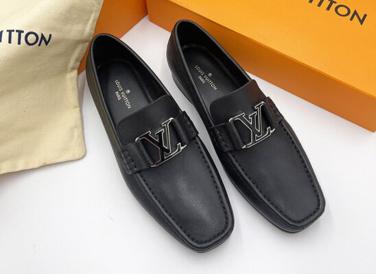 Giày lười Louis Vuitton like au Montaigne Loafer da trơn khóa đen trắng