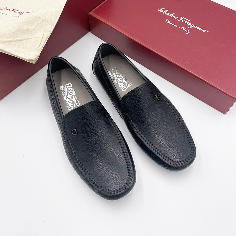 Giày lười Salvatore Ferragamo like au da nhăn khóa logo lệch GSF03