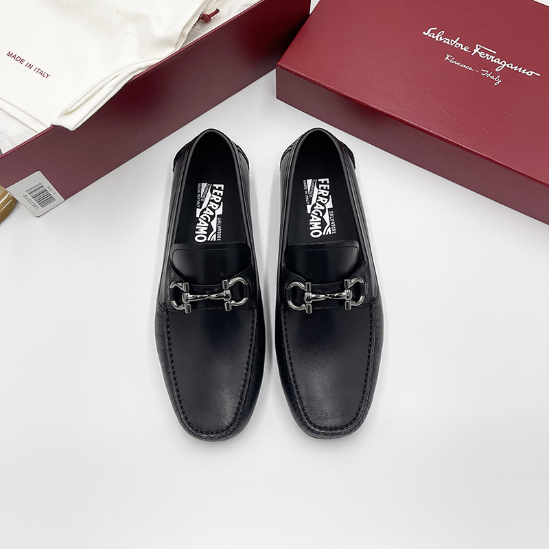 Giày lười Salvatore Ferragamo like au da trơn khóa logo ngang GSF04 