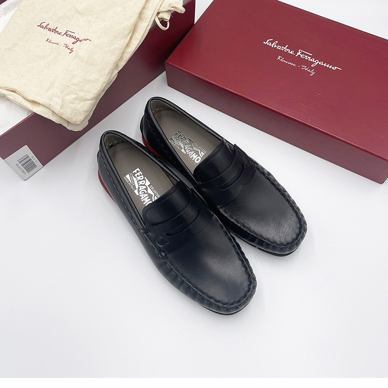 Giày lười Salvatore Ferragamo like au đế đỏ da trơn tag ẩn GSF05